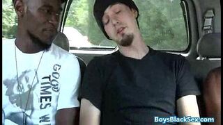 Black Muscled Dude Fucks Gay Skinny White Boy Bareback Style 01