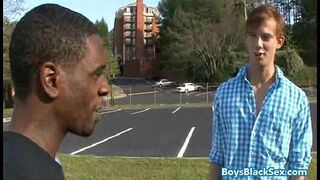 Black Muscled Dude Fucks Gay Skinny White Boy Bareback Style 15