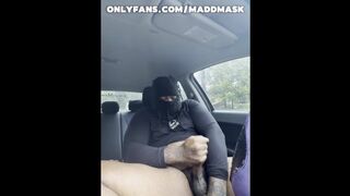 Almost caught Masterbating in the car, Black dick, massive cum shot