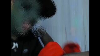 A very hot witch sucking a big cock and it doesn't fit in her mouth