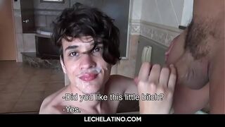 Hottest Latin boy gets facial cumshot from older stud
