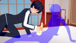 Sword Art Online Yaoi - Kirito Handjob and anal with creampie