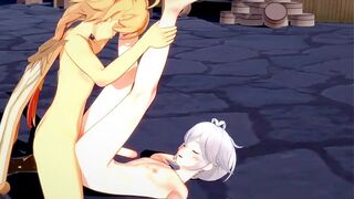 Genshin Impact Yaoi - Aether and Kazuha Footjob and bareback with creampie - Sissy crossdress Japanese Asian Manga Anime Film Game Porn Gay