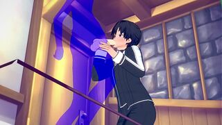 Art Online Yaoi - Kirito Blowjob with cumshot in his mouth - Japanese Asian manga anime game porn gay