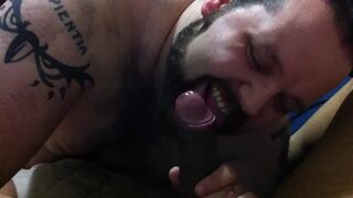 Worshipping a deliciously big sable schlong