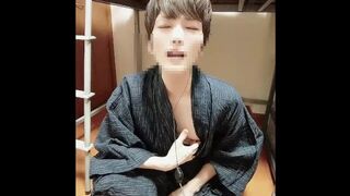 Yukata handsome Japanese can't stand nipple masturbation! 047