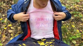 A guy followed a cute guy in the woods and caught him jerking off