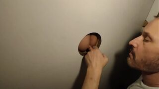 Gifted married guy picking up stranger at glory hole