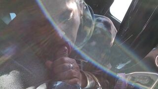 Public road head blowjob in the car