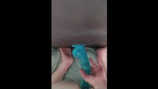 Close up dildo riding feet