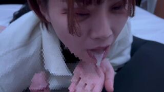 Massive ejaculation by her too-good blowjob with a pent-up libido!