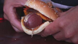 I was so horny I fucked a Mcdonald's cheeseburger and filled it with cum