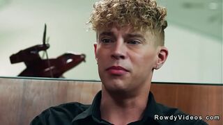 Stepbrother anal fucks young gay on the sofa