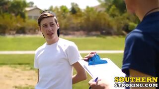 Hung guy gets on top of his friend and rides his big cock