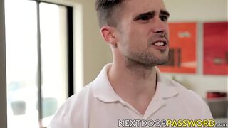 Handsome guy bare fucked hard and fast by a muscular jock