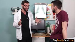 Gay doctor examines his step cousin's ass
