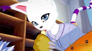 Digimon Yaoi - Renamon & Gatomon blowjob and bareback with creampie - Japan Anime Manga Yiff Gay