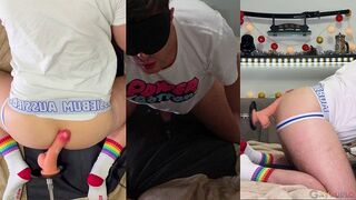 Massive double hands free cumshot from wild out of control clanker!