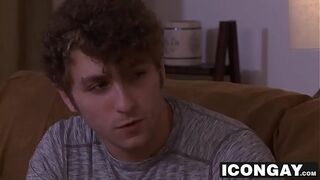 Bearded hunk dad shoving his big dick into twink ass