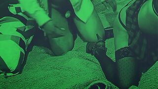 A devoted and obedient transvestite, learning to please her dominant partner