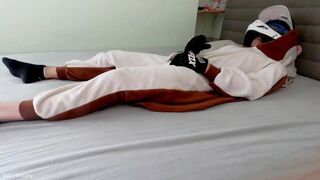 Blond boy as a Flying squirrel wank and cum on his underpants