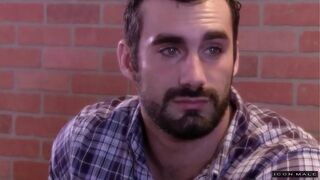 Muscular man gives a hand to young man in love