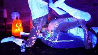 Femboys Messy Halloween Flip Fuck with Glow Paint