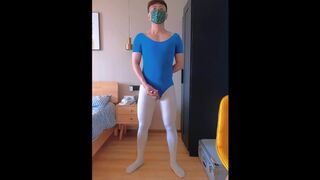 Twink in ballet suit masturbates and ejaculates