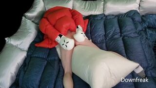 Humping Overfilled Down Comforter And Pillows While Wearing My Massive Orange Ambush Puffer