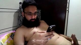 Long beard masturbating