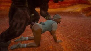 Minotaur fucks archaeologist's ass hard 3D
