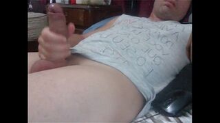 Young man has fun with his rock-hard penis!!!