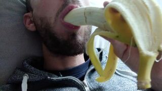 She Wants To Suck A Cock So Much, That She Gives The Banana A Blowjob With Her Sensual Mouth
