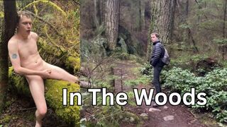 BLOND TWINK PISSES AND CUMS IN PUBLIC DURING A WALK IN THE FOREST