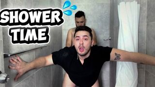 I was only going to take the towel while he was bathing... but the tension was impossible to ignore | Gay Shower Accident