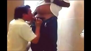 BLACK FAT BLOWJOB IN PUBLIC BATHROOM
