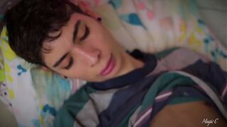 Skinny Twink Masturbation Jerking my big cock with oil until I shoot a nice thick load of cum