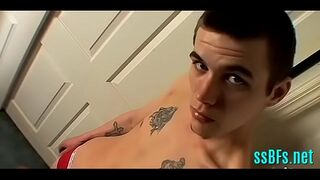 Gay twink solo blowjob
