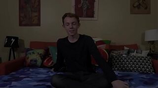 Tiny twink talking before pleasing his butt hole and jerking