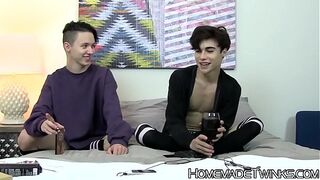 Homemade solo action for an adorable twink with cute socks