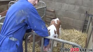 Homesteading twink making anal love with European homo
