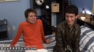 Gay video Leon Cums while getting his bum banged hard! He later gets