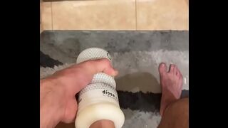 cums on bathroom door