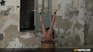 Restrained twink Jakwy Combe spanked by Sebastian Kane