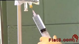Men having anal gay sex with boys First Time Saline Injection for