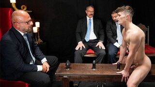 Cute twink Grant Ducati barebacked by hung suited DILFs