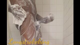 ALL SOAPED STROKING MY LONG BBC UNTIL I CUM IN THE SHOWER HELP NEEDED