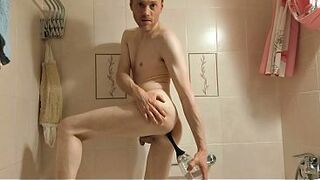 LanaTuls - Anal Slut and Whore Testing Automatic Anal Enema Cleaner.. TG: MoscowFaggot