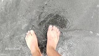 foot fetish on the beach with sand