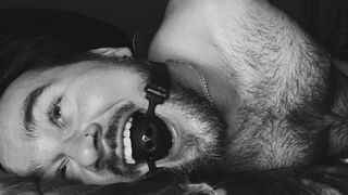 Tied up, being milked by toy